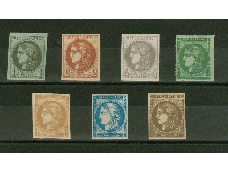 1870, Bordeaux 1 c. - 30 c., unused o.g. or large part o.g., fine/very fine