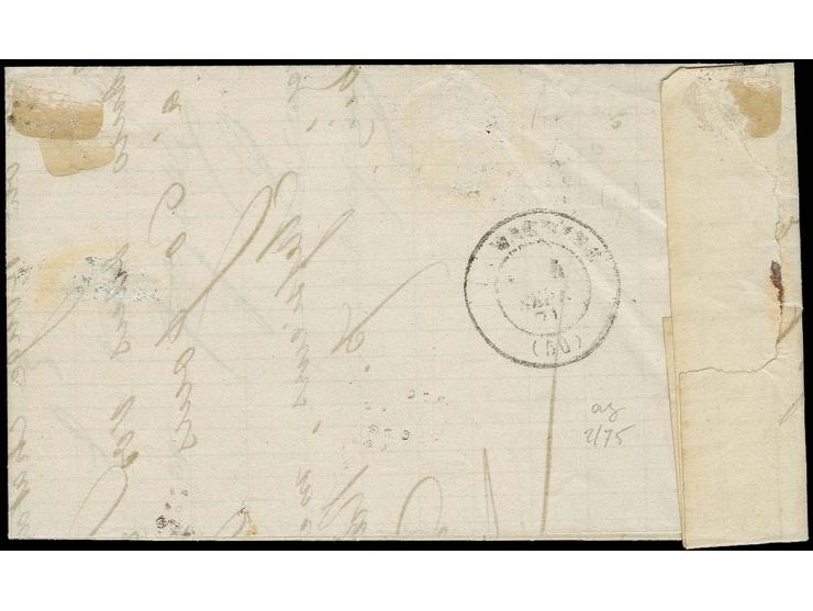 1870, Bordeaux 5 c. green with large margins, together with Ceres 20 c. tied to entire letter, very fine, signed Goebel