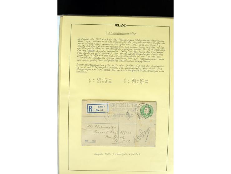 1924/94 Exhibition specialized collection of used Registered Envelopes incl. 5d emerald green Format F and G, 5d olive F and 