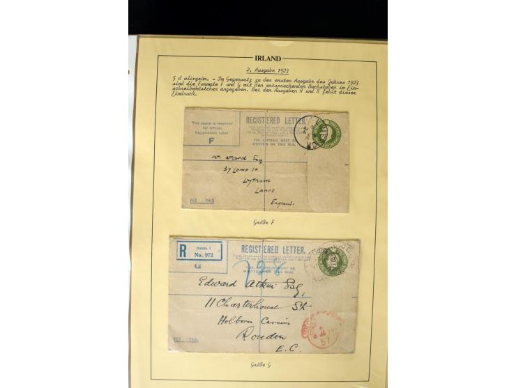 1924/94 Exhibition specialized collection of used Registered Envelopes incl. 5d emerald green Format F and G, 5d olive F and 