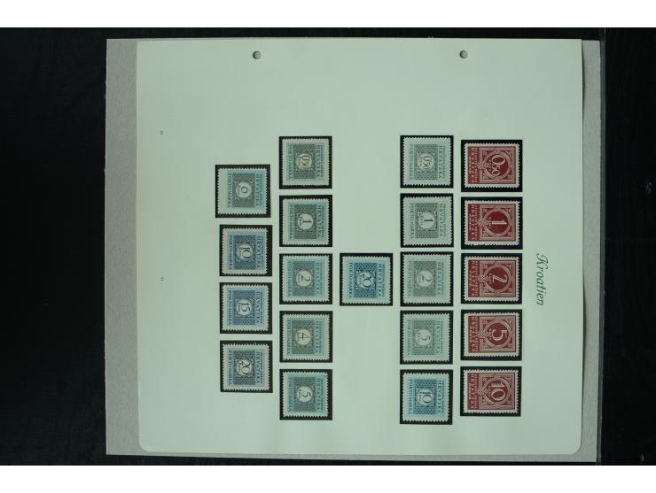 1941/45, postfrische und ungebrauchte Sammlung mit Mi.-Nr. 24-38 (teils kleine Beanstandungen), 170-72 und Bl.8 (bügig), 3 Fo