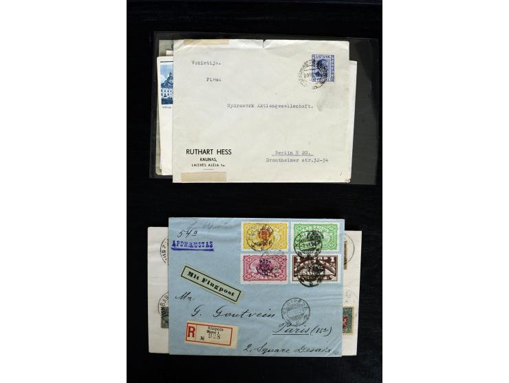 1919/39, 15 Briefe bzw. Vorderseiten, dabei Flugpost, zwei Probedruck-Freistempler sowie ein Sonderstempel und ein Wertbrief,