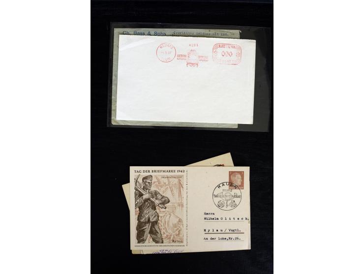 1919/39, 15 Briefe bzw. Vorderseiten, dabei Flugpost, zwei Probedruck-Freistempler sowie ein Sonderstempel und ein Wertbrief,
