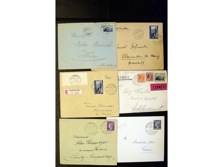 1910/57 (ca.),etwa 270 Briefe und Karten, dabei u.a. gute FDC wie Mi. 423-26 (2), 468-73 (2), 478-83 und 488-89