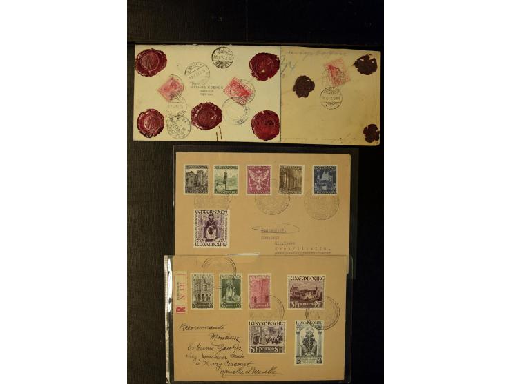 1910/57 (ca.),etwa 270 Briefe und Karten, dabei u.a. gute FDC wie Mi. 423-26 (2), 468-73 (2), 478-83 und 488-89