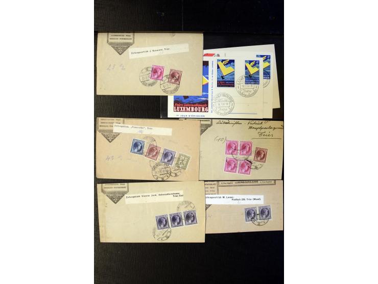 1910/57 (ca.),etwa 270 Briefe und Karten, dabei u.a. gute FDC wie Mi. 423-26 (2), 468-73 (2), 478-83 und 488-89