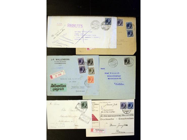 1910/57 (ca.),etwa 270 Briefe und Karten, dabei u.a. gute FDC wie Mi. 423-26 (2), 468-73 (2), 478-83 und 488-89
