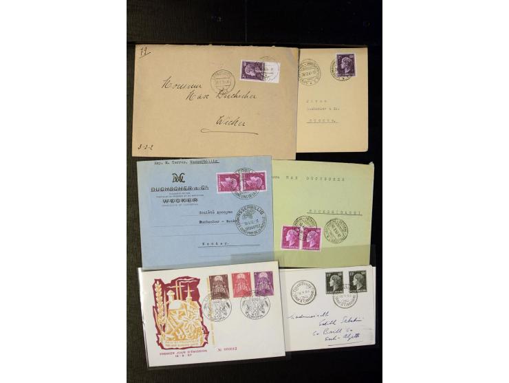 1910/57 (ca.),etwa 270 Briefe und Karten, dabei u.a. gute FDC wie Mi. 423-26 (2), 468-73 (2), 478-83 und 488-89