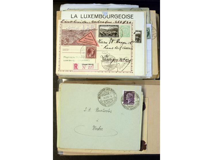1910/57 (ca.),etwa 270 Briefe und Karten, dabei u.a. gute FDC wie Mi. 423-26 (2), 468-73 (2), 478-83 und 488-89