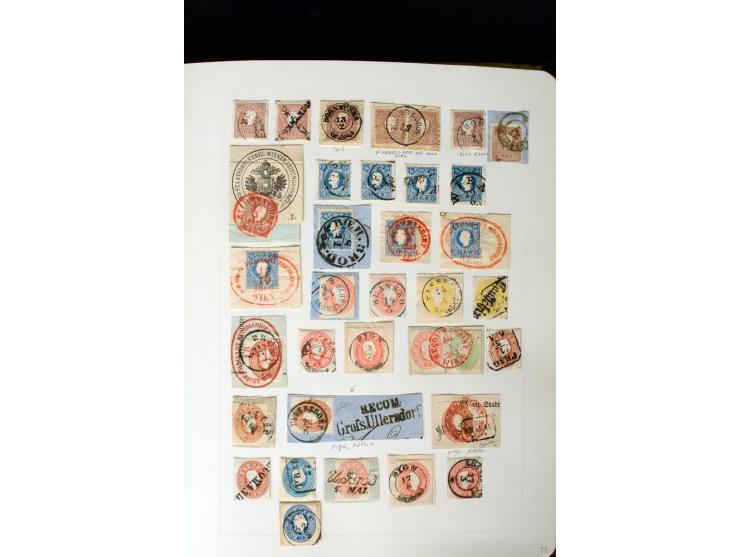 1850/67, vorwiegend gestempelte Sammlung mit über 70 Briefen, dabei vieles mehrfach, u.a. über 180 Werte ex Mi.-Nr. 1-5, dabe