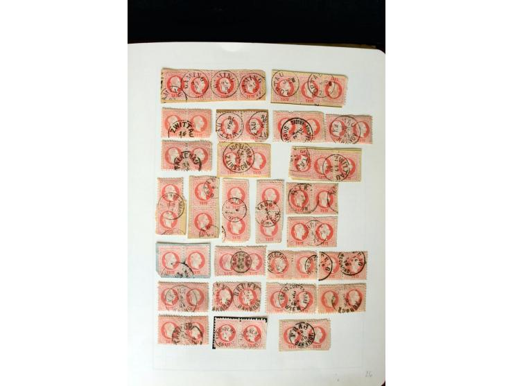 1850/67, vorwiegend gestempelte Sammlung mit über 70 Briefen, dabei vieles mehrfach, u.a. über 180 Werte ex Mi.-Nr. 1-5, dabe
