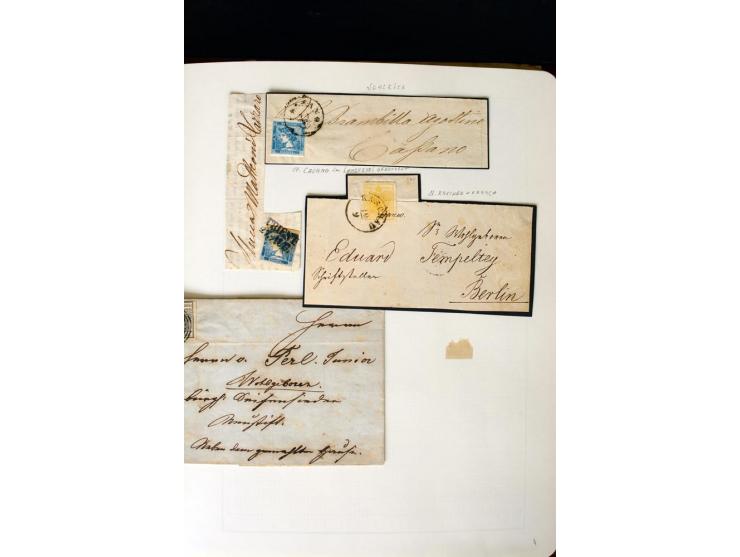 1850/67, vorwiegend gestempelte Sammlung mit über 70 Briefen, dabei vieles mehrfach, u.a. über 180 Werte ex Mi.-Nr. 1-5, dabe