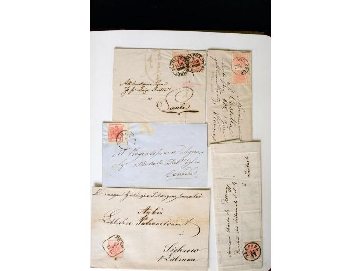 1850/67, vorwiegend gestempelte Sammlung mit über 70 Briefen, dabei vieles mehrfach, u.a. über 180 Werte ex Mi.-Nr. 1-5, dabe