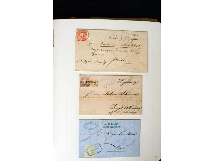1850/67, vorwiegend gestempelte Sammlung mit über 70 Briefen, dabei vieles mehrfach, u.a. über 180 Werte ex Mi.-Nr. 1-5, dabe