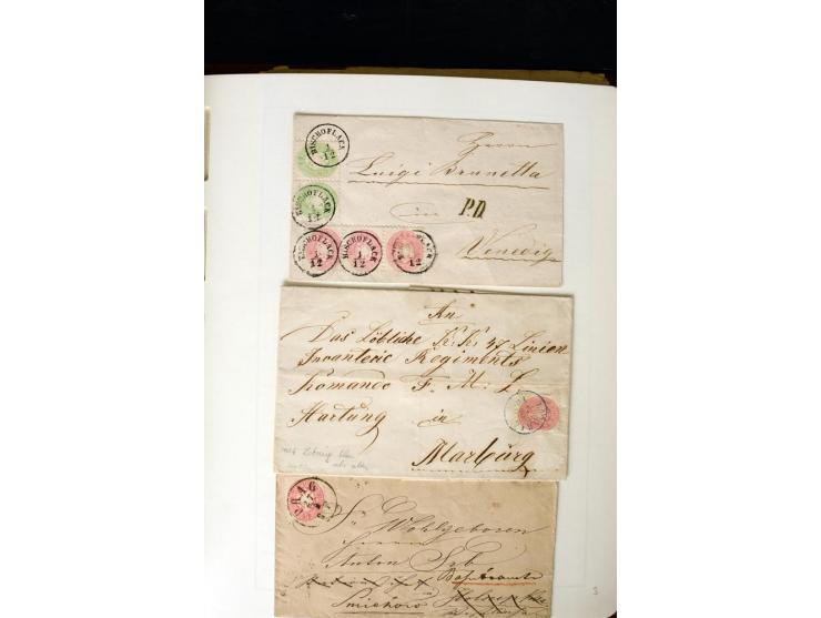 1850/67, vorwiegend gestempelte Sammlung mit über 70 Briefen, dabei vieles mehrfach, u.a. über 180 Werte ex Mi.-Nr. 1-5, dabe