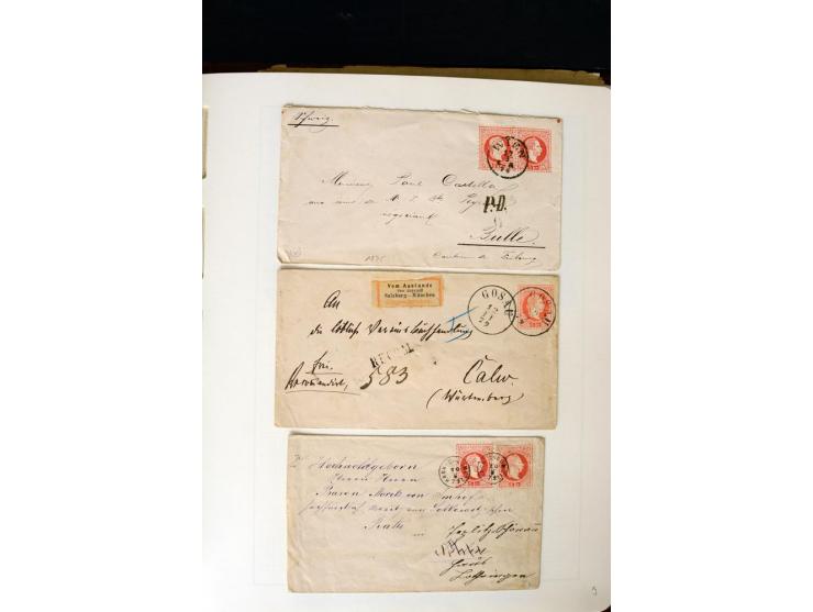 1850/67, vorwiegend gestempelte Sammlung mit über 70 Briefen, dabei vieles mehrfach, u.a. über 180 Werte ex Mi.-Nr. 1-5, dabe