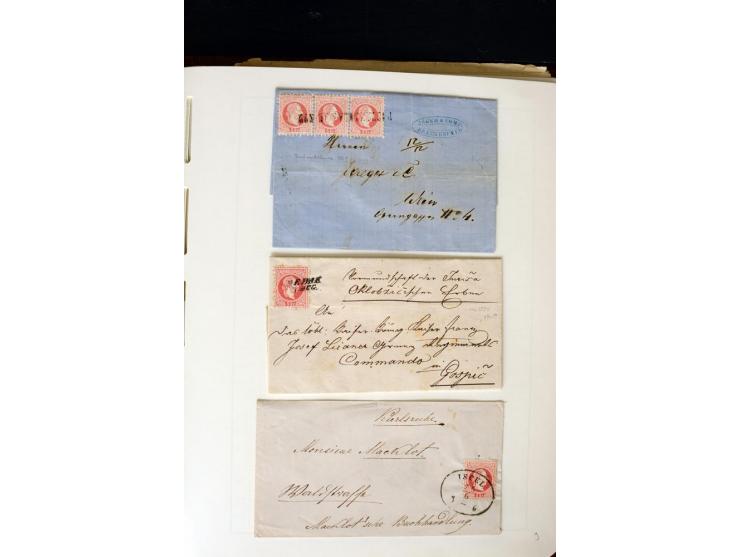 1850/67, vorwiegend gestempelte Sammlung mit über 70 Briefen, dabei vieles mehrfach, u.a. über 180 Werte ex Mi.-Nr. 1-5, dabe