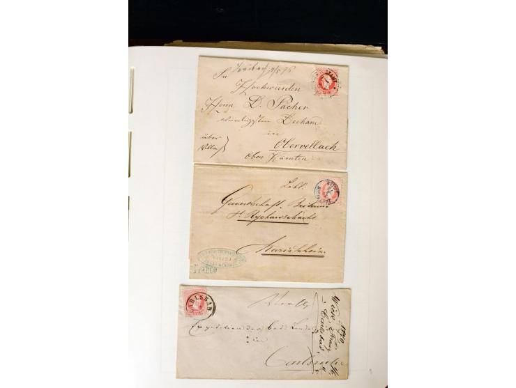 1850/67, vorwiegend gestempelte Sammlung mit über 70 Briefen, dabei vieles mehrfach, u.a. über 180 Werte ex Mi.-Nr. 1-5, dabe