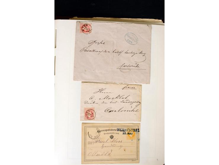 1850/67, vorwiegend gestempelte Sammlung mit über 70 Briefen, dabei vieles mehrfach, u.a. über 180 Werte ex Mi.-Nr. 1-5, dabe