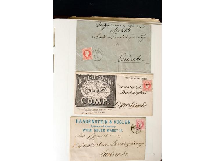 1850/67, vorwiegend gestempelte Sammlung mit über 70 Briefen, dabei vieles mehrfach, u.a. über 180 Werte ex Mi.-Nr. 1-5, dabe