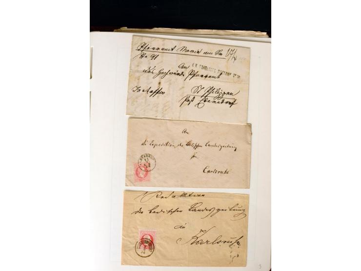 1850/67, vorwiegend gestempelte Sammlung mit über 70 Briefen, dabei vieles mehrfach, u.a. über 180 Werte ex Mi.-Nr. 1-5, dabe