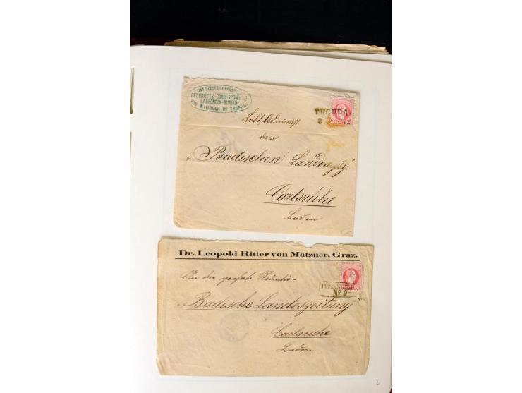 1850/67, vorwiegend gestempelte Sammlung mit über 70 Briefen, dabei vieles mehrfach, u.a. über 180 Werte ex Mi.-Nr. 1-5, dabe