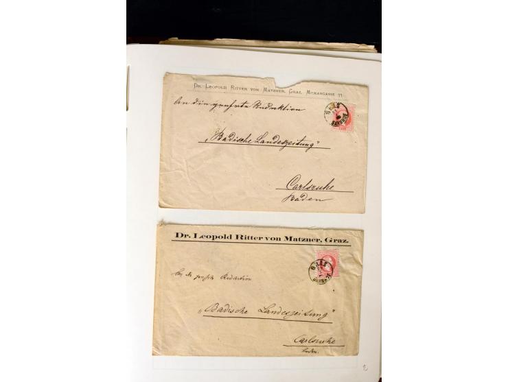 1850/67, vorwiegend gestempelte Sammlung mit über 70 Briefen, dabei vieles mehrfach, u.a. über 180 Werte ex Mi.-Nr. 1-5, dabe