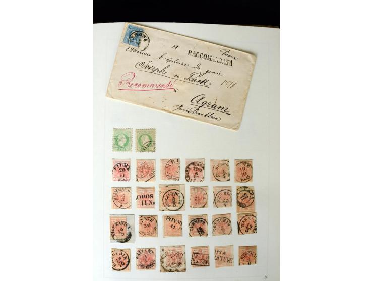 1850/67, vorwiegend gestempelte Sammlung mit über 70 Briefen, dabei vieles mehrfach, u.a. über 180 Werte ex Mi.-Nr. 1-5, dabe