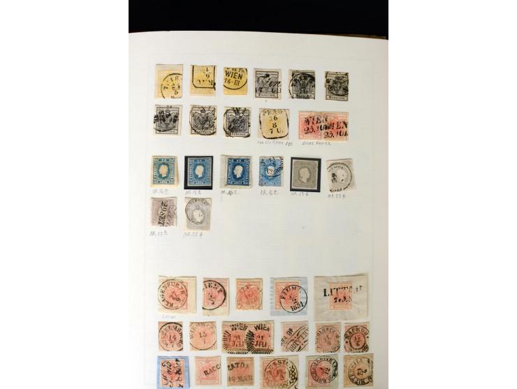 1850/67, vorwiegend gestempelte Sammlung mit über 70 Briefen, dabei vieles mehrfach, u.a. über 180 Werte ex Mi.-Nr. 1-5, dabe