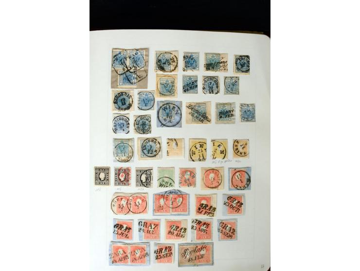 1850/67, vorwiegend gestempelte Sammlung mit über 70 Briefen, dabei vieles mehrfach, u.a. über 180 Werte ex Mi.-Nr. 1-5, dabe