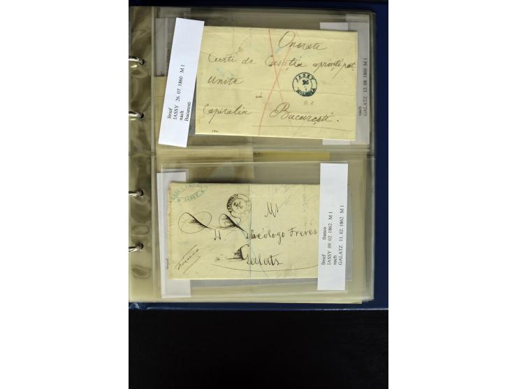 1858/70, 33 unfrankierte Inlandsbriefe (wenige Vorderseiten) mit meist klaren Stempel, dabei viele verschiedene Orte, interes