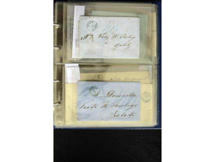 1858/70, 33 unfrankierte Inlandsbriefe (wenige Vorderseiten) mit meist klaren Stempel, dabei viele verschiedene Orte, interes