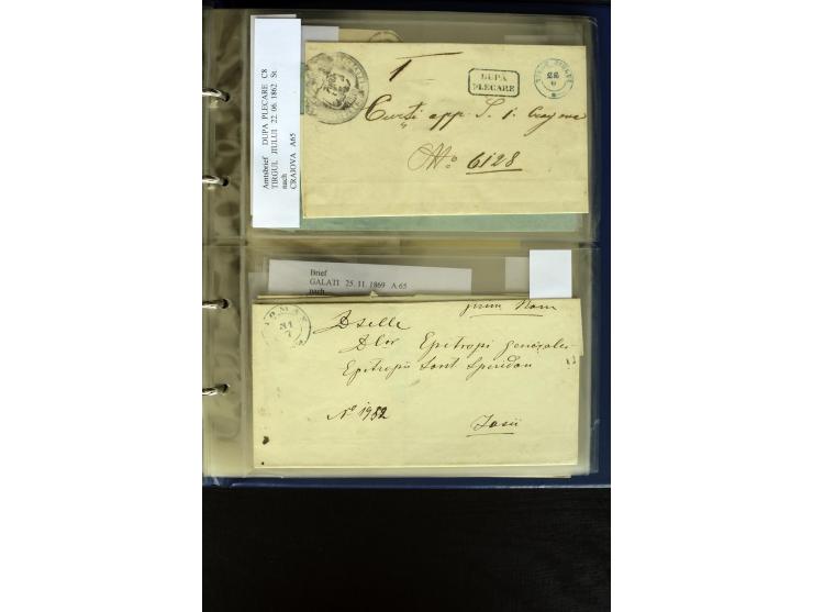 1858/70, 33 unfrankierte Inlandsbriefe (wenige Vorderseiten) mit meist klaren Stempel, dabei viele verschiedene Orte, interes