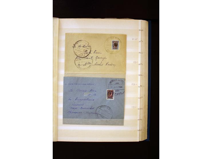 1920/21, umfangreiche Sammlung von über 1800 Marken und 11 Briefen und Karten, dabei viele Einheiten sowie Zwischenstege, tei
