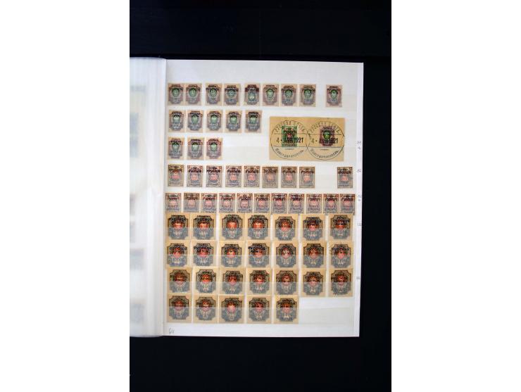 1920/21, umfangreiche Sammlung von über 1800 Marken und 11 Briefen und Karten, dabei viele Einheiten sowie Zwischenstege, tei
