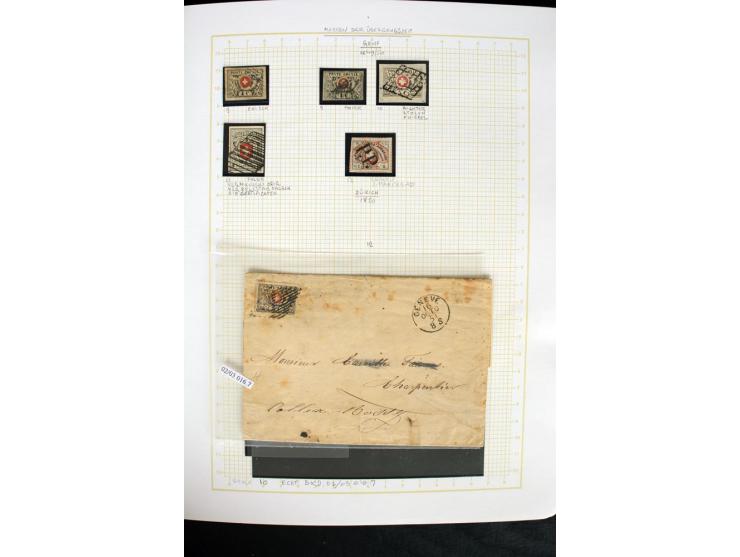 1845/1950, postfrische, ungebrauchte und gestempelte Sammlung mit u.a. Genf Mi.-Nr. 3, Bundespost 4, 5I, 5II, 6I, 447-59, daz