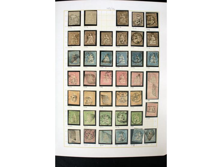 1845/1950, postfrische, ungebrauchte und gestempelte Sammlung mit u.a. Genf Mi.-Nr. 3, Bundespost 4, 5I, 5II, 6I, 447-59, daz