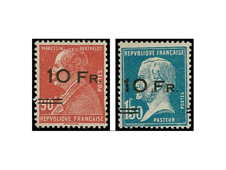 1928, Ile de France 10 fr. on 90 c. and 10 fr. on 1,50 fr., unmounted mint in very fine condition, private signature, signed 