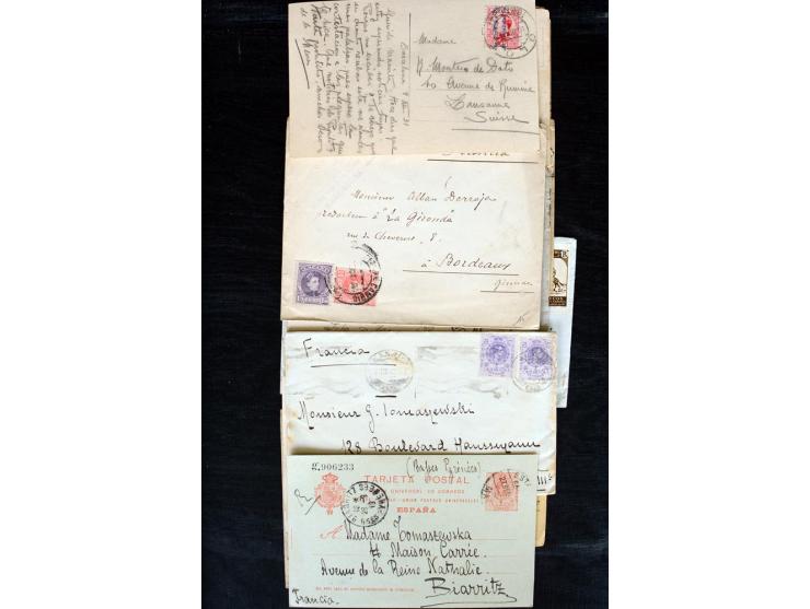 1877/1957, ca. 50 Briefe, Karten und Ganzsachen, dabei R-Briefe, viele Zensuren, Auslandspost (u.a. Ganzsachenkarte mit Zufra