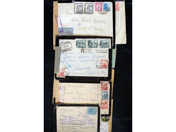 1877/1957, ca. 50 Briefe, Karten und Ganzsachen, dabei R-Briefe, viele Zensuren, Auslandspost (u.a. Ganzsachenkarte mit Zufra