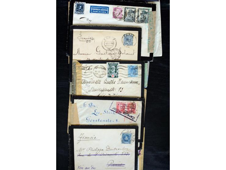 1877/1957, ca. 50 Briefe, Karten und Ganzsachen, dabei R-Briefe, viele Zensuren, Auslandspost (u.a. Ganzsachenkarte mit Zufra