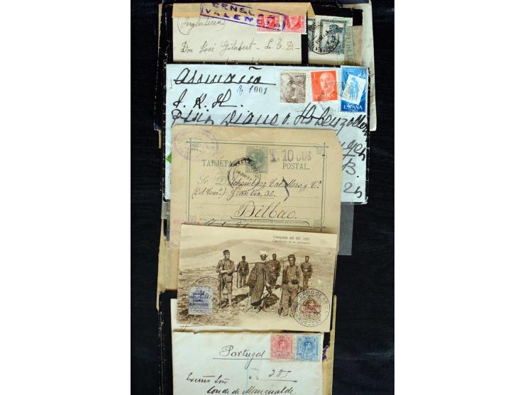 1877/1957, ca. 50 Briefe, Karten und Ganzsachen, dabei R-Briefe, viele Zensuren, Auslandspost (u.a. Ganzsachenkarte mit Zufra