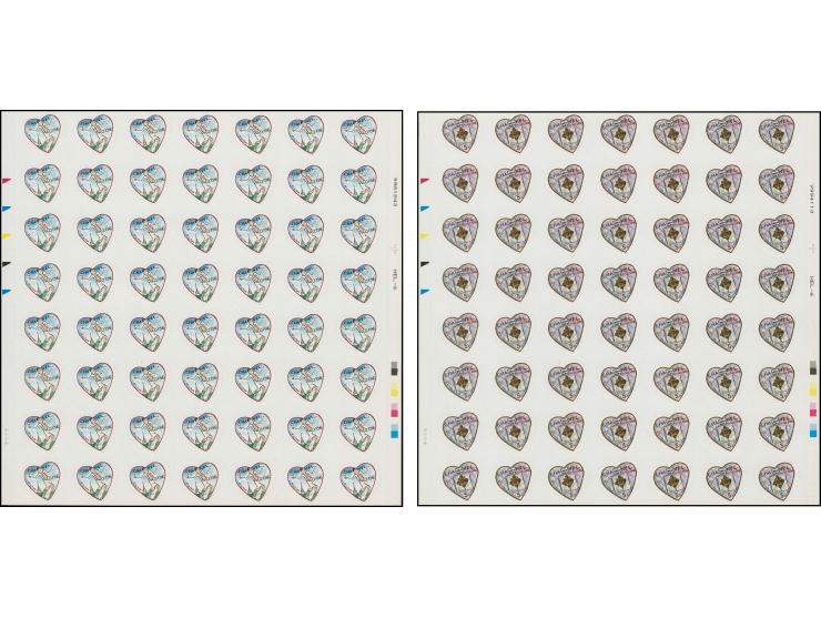 2005, Valentine's day 0,50€ and 0,75€, special printing for the house of Chanel in sheets of 56 instaed of the later printed 