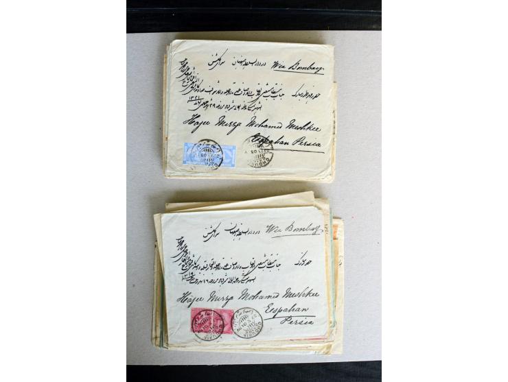 1888/1903, etwa 95 Briefe nach Persien, dabei viele R-Briefe, 2 Briefe mit L1 bzw. hs. "OBESSARENKO", etc.
