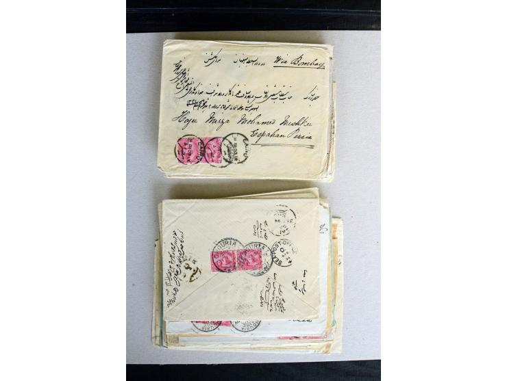1888/1903, etwa 95 Briefe nach Persien, dabei viele R-Briefe, 2 Briefe mit L1 bzw. hs. "OBESSARENKO", etc.