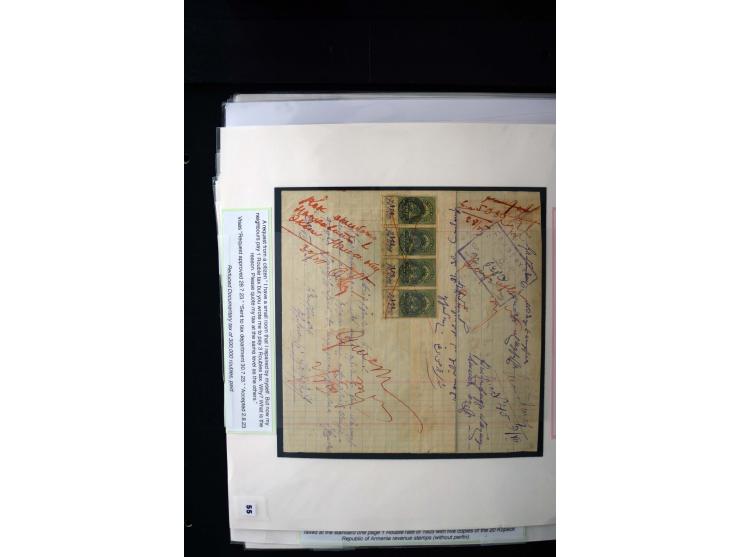 1870s/1923 (ca.), The Dr R J Ceresa Exhibit collection of Armenian Fiscal stamps and documents, comprising over 30 documents 