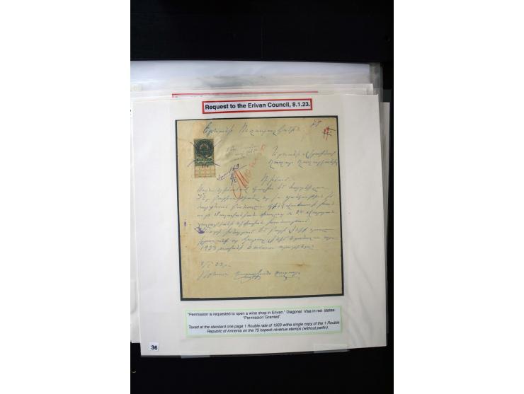 1870s/1923 (ca.), The Dr R J Ceresa Exhibit collection of Armenian Fiscal stamps and documents, comprising over 30 documents 