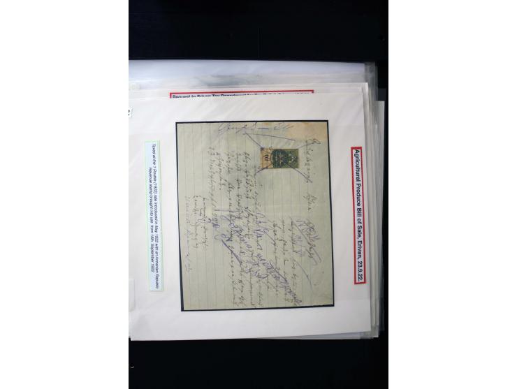 1870s/1923 (ca.), The Dr R J Ceresa Exhibit collection of Armenian Fiscal stamps and documents, comprising over 30 documents 