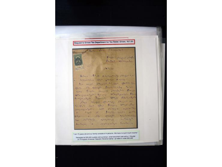 1870s/1923 (ca.), The Dr R J Ceresa Exhibit collection of Armenian Fiscal stamps and documents, comprising over 30 documents 