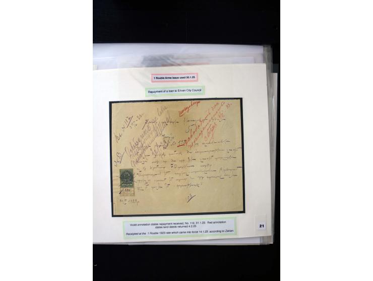 1870s/1923 (ca.), The Dr R J Ceresa Exhibit collection of Armenian Fiscal stamps and documents, comprising over 30 documents 